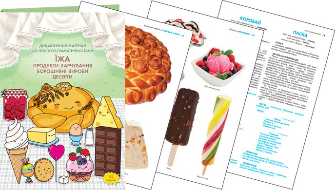Наочний посібник "Їжа (продукти харчування, борошняні вироби, десерти)"