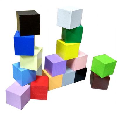 Кольорові кубики 16 шт. Кубик 4х4см, дерев'яні кубики