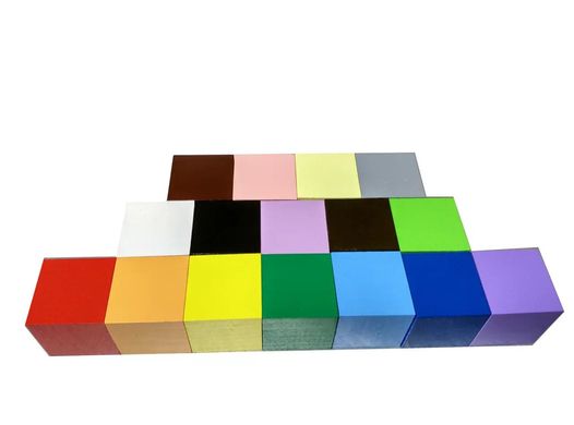Кольорові кубики 16 шт. Кубик 4х4см, дерев'яні кубики