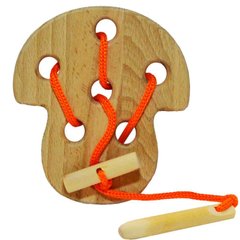 Дерев'яна іграшка-Шнурівка Гриб