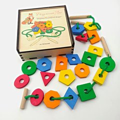 Дерев'яна іграшка-Шнурівка Геометричні фігури