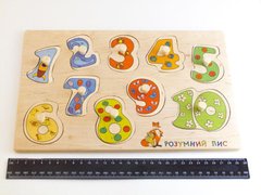 Дерев'яна іграшка дощечка вкладки Числа Вчимося Рахувати
